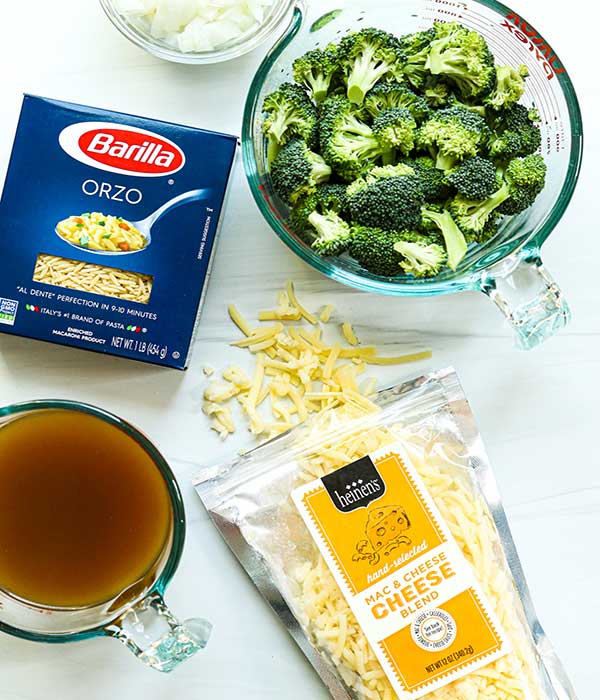 One Pan Broccoli Cheddar Orzo