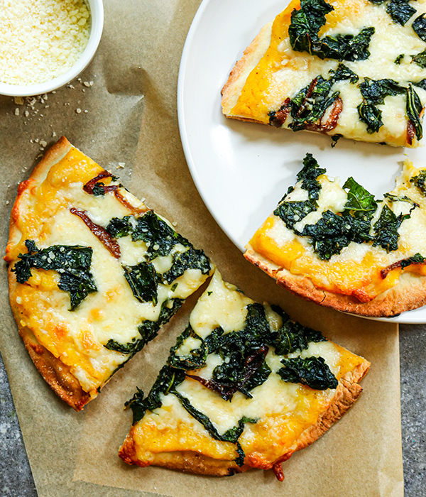 Butternut Squash Kale Naan Pizza