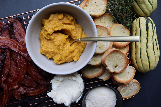 Maple Bacon Delictata Squash Crostini Ingredients