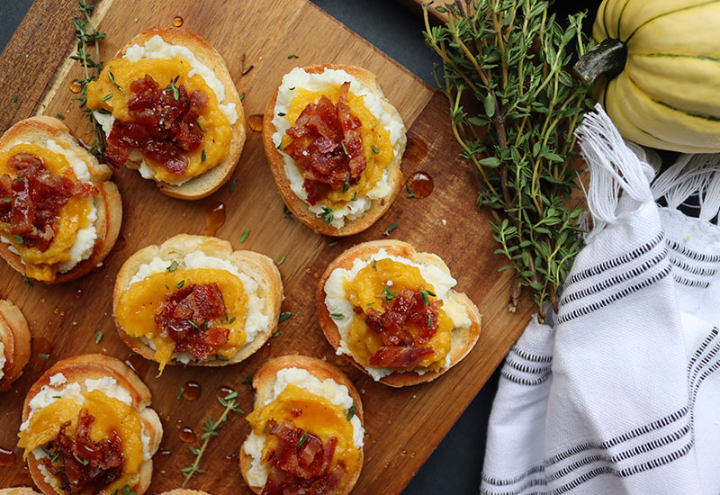 Maple Bacon Delicata Squash Crostini