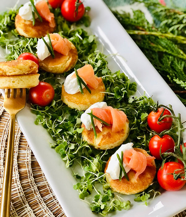 Savory Smoked Salmon Mini Pancakes