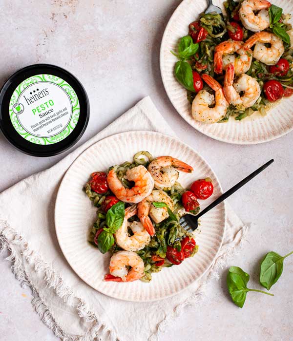 Easy Pesto Shrimp Zoodles