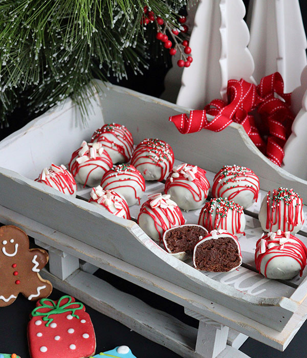 Peppermint Brownie Truffles