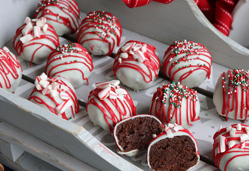 Peppermint Brownie Truffles