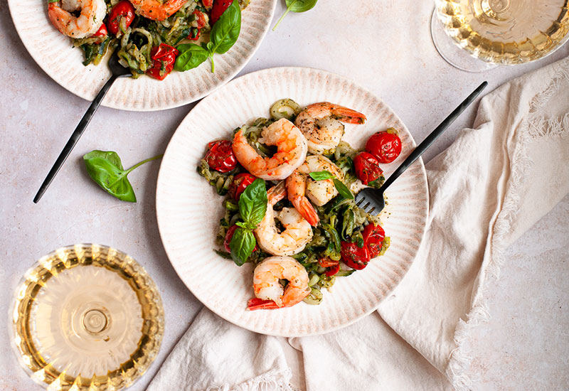 Pesto Shrimp Zoodles