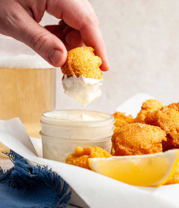 Hush Puppies with Lemon Garlic Aioli