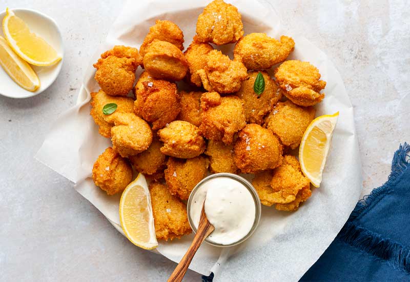 Hush Puppies with Lemon Garlic Aioli