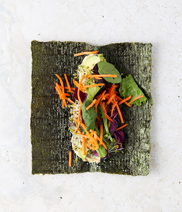 Cashew and Sprout-Stuffed Nori Wraps