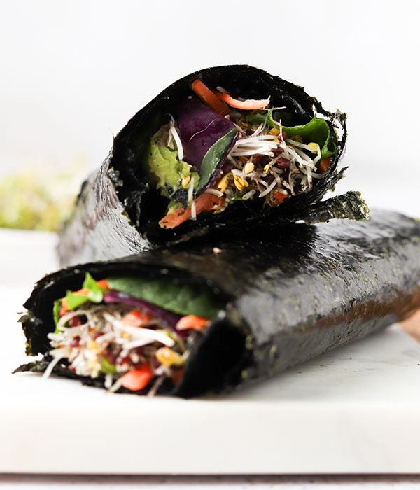 Cashew and Sprout-Stuffed Nori Wraps