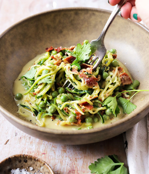 Paleo & Whole30 Zucchini Noodle Carbonara