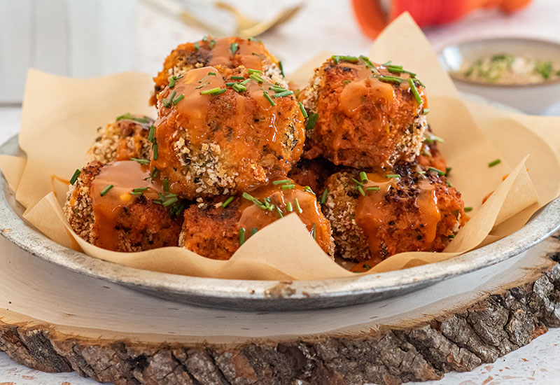 Buffalo Cauliflower Quinoa Balls