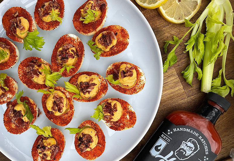 Bloody Mary Deviled Eggs