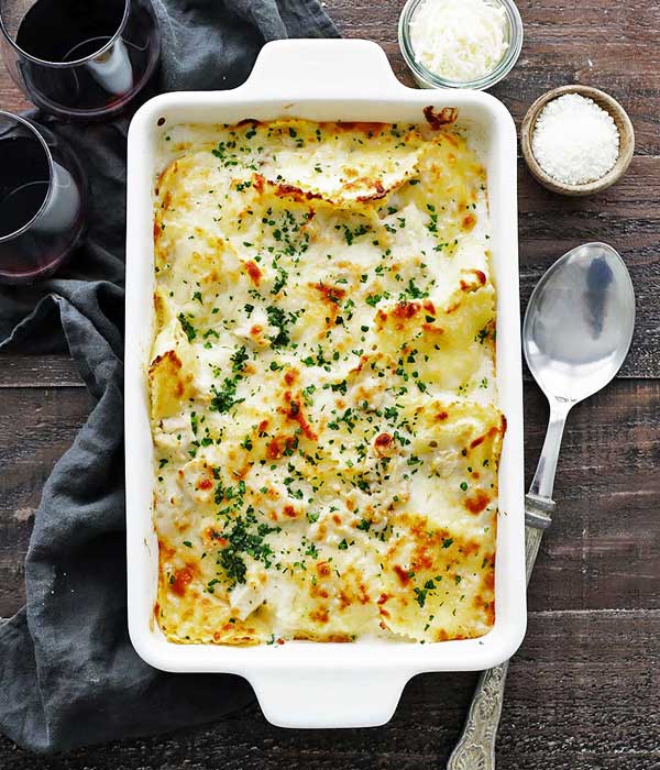 Chicken Alfredo Ravioli Bake