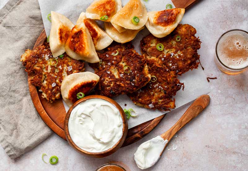 Pierogi and Potato Pancake Platter