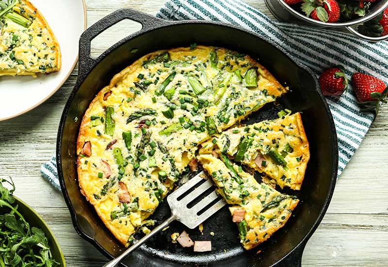 Savory Asparagus and Canadian Bacon Dutch Baby