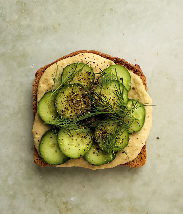 Cucumber Hummus Toast