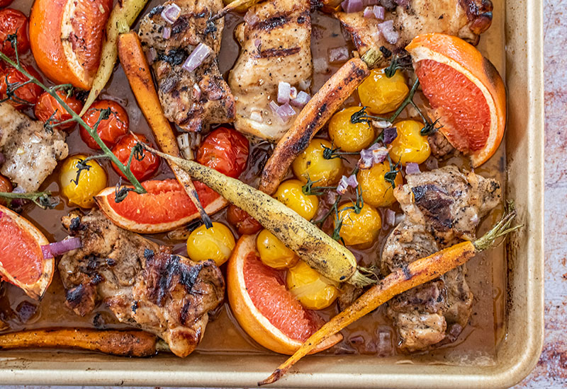 Baked Grapefruit Chicken Thighs