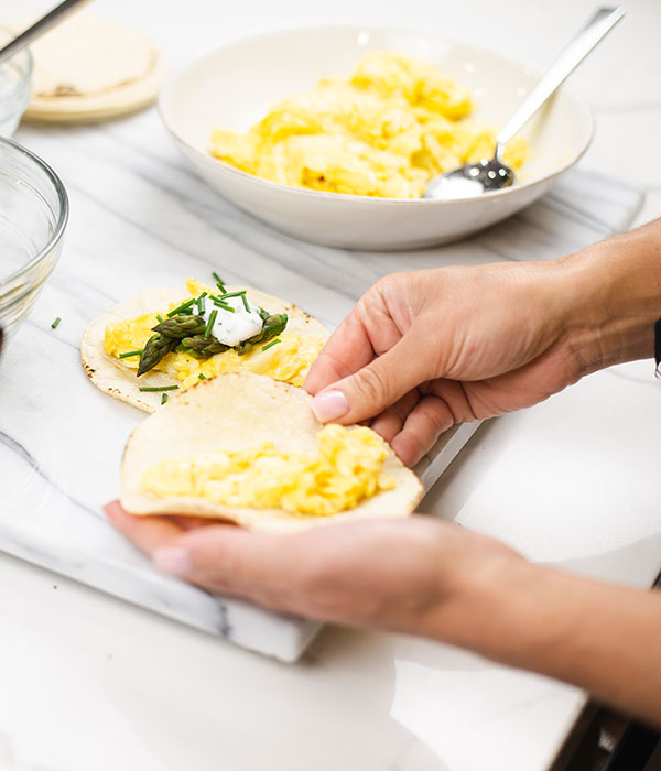 Scrambled Egg & Asparagus Breakfast Tacos