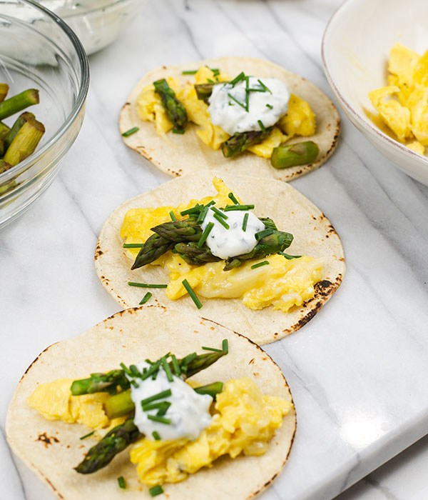 Scrambled Egg & Asparagus Breakfast Tacos