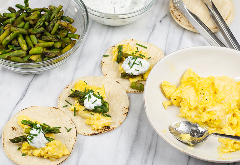 Scrambled Egg & Asparagus Breakfast Tacos