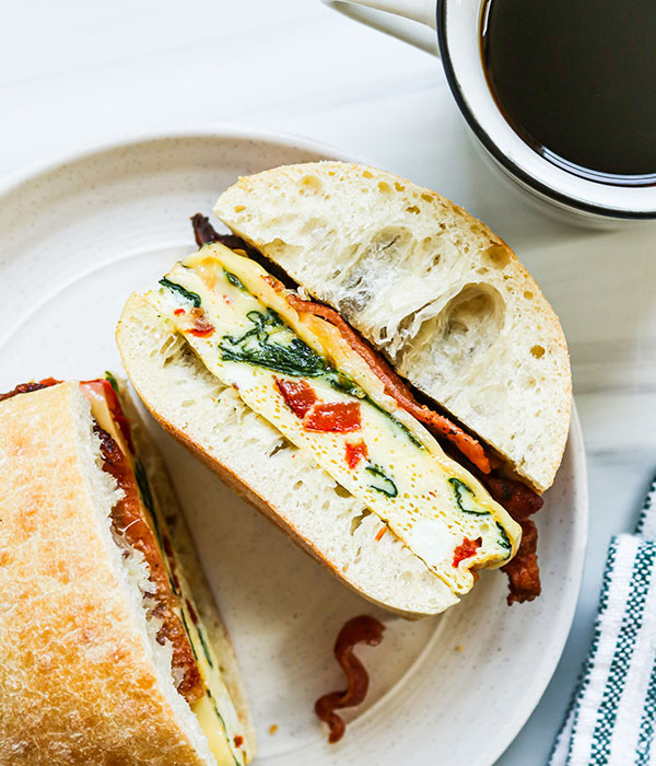 Frittata Breakfast Sandwich with Bacon and Gouda