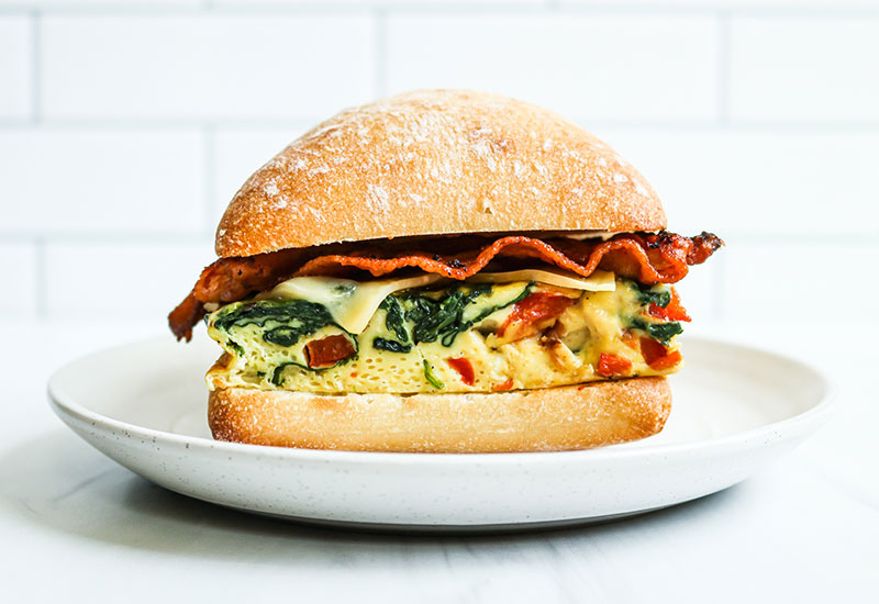 Frittata Breakfast Sandwich with Bacon and Gouda