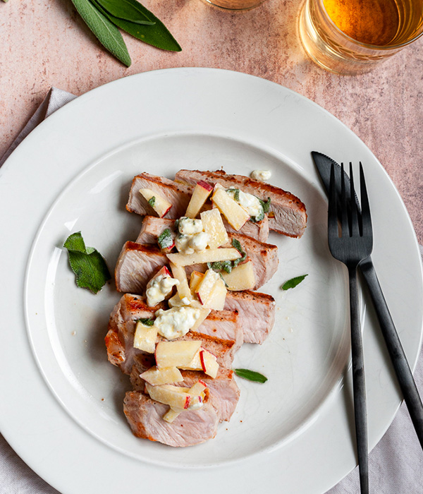 Grilled Pork Chops with Apple Sage Slaw