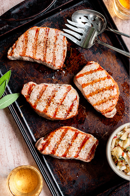 Pork Chops with Apple Sage Slaw