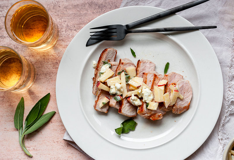 Grilled Pork Chops with Apple Sage Slaw