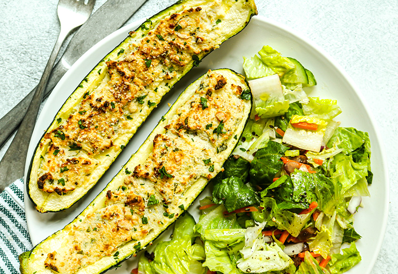 Ricotta and Parmesan Stuffed Zucchini