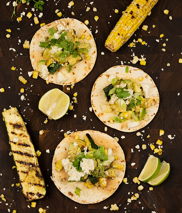 Grilled Zucchini and Corn Tostadas