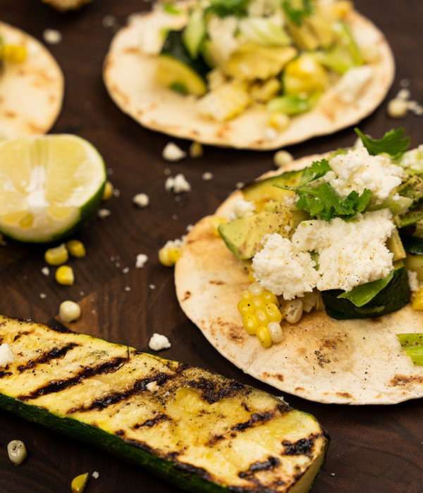 Grilled Zucchini and Corn Tostadas