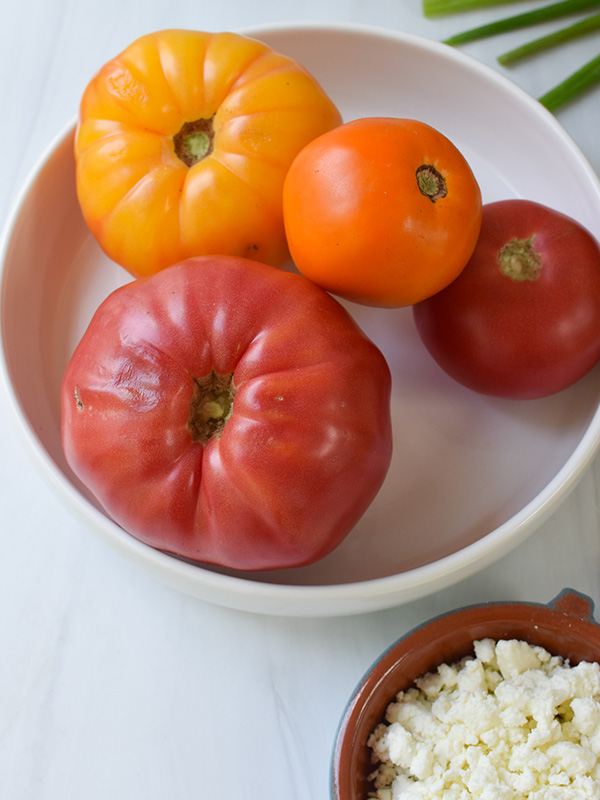 Heirloom tomato garlic whipped toast