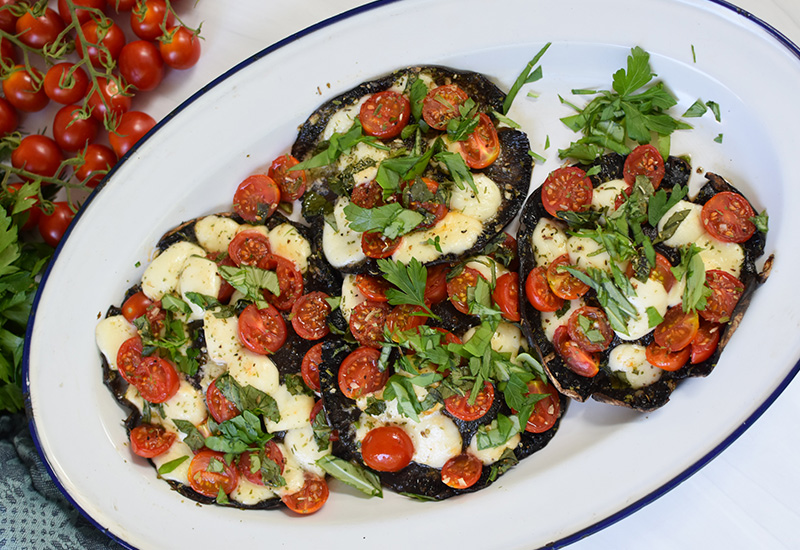 Caprese Stuffed Garlic Butter Portobello Mushrooms