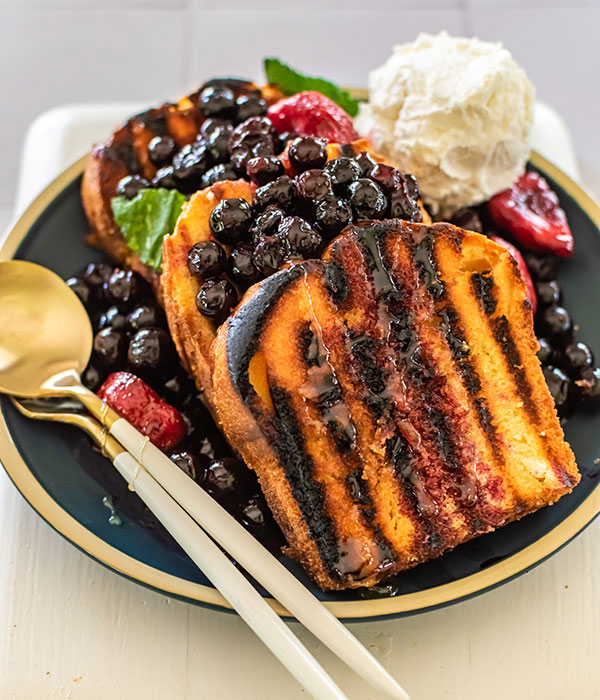 Grilled Pound Cake with Mixed Berry Compote
