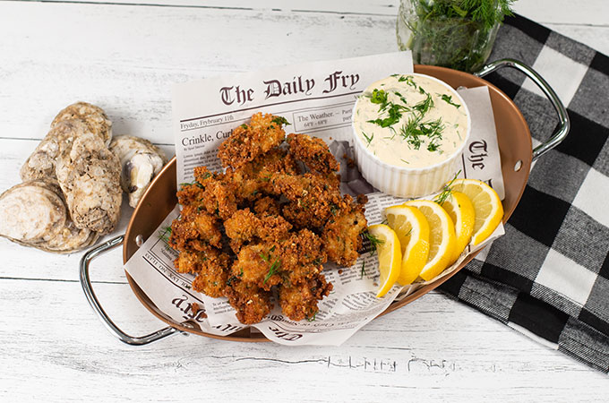 Fried Oysters with Tangy Remoulade Dipping Sauce