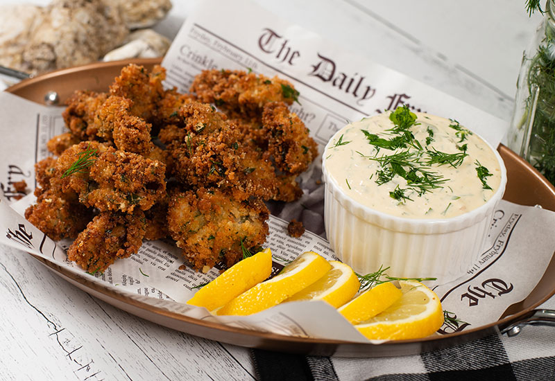 Fried Oysters with Tangy Remoulade Dipping Sauce