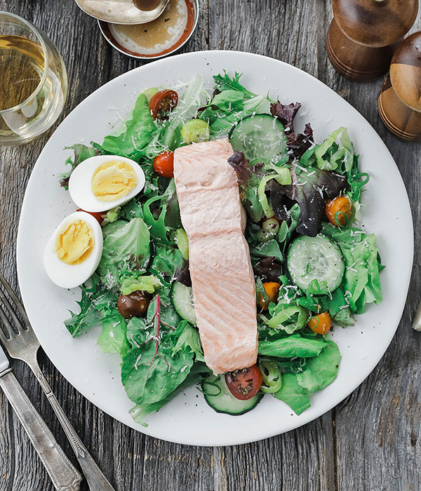 Poached Salmon on a Salad