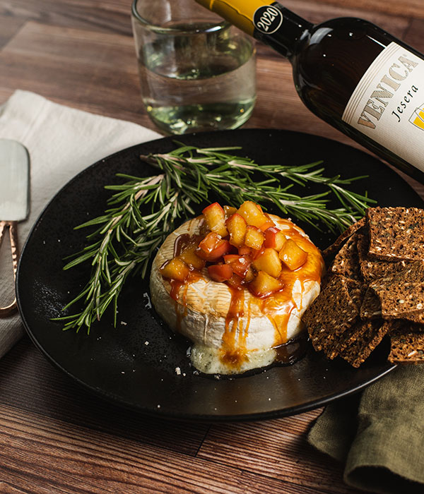Baked Brie with Apples and Salted Caramel
