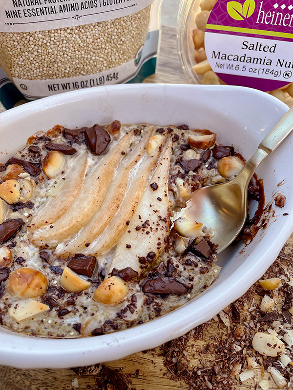 Baked Pear Chocolate & Nut Oatmeal 