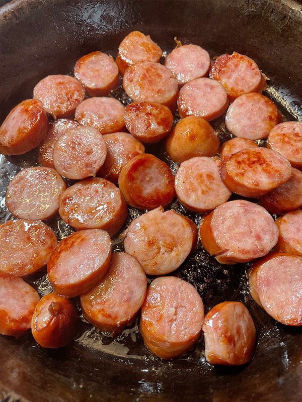 Skillet Sauerkraut Kielbasa And Pierogi Bake