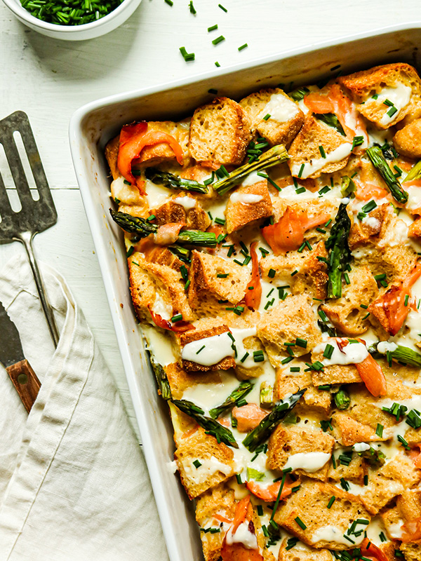 Overnight Eggs Benedict Casserole with Smoked Salmon 