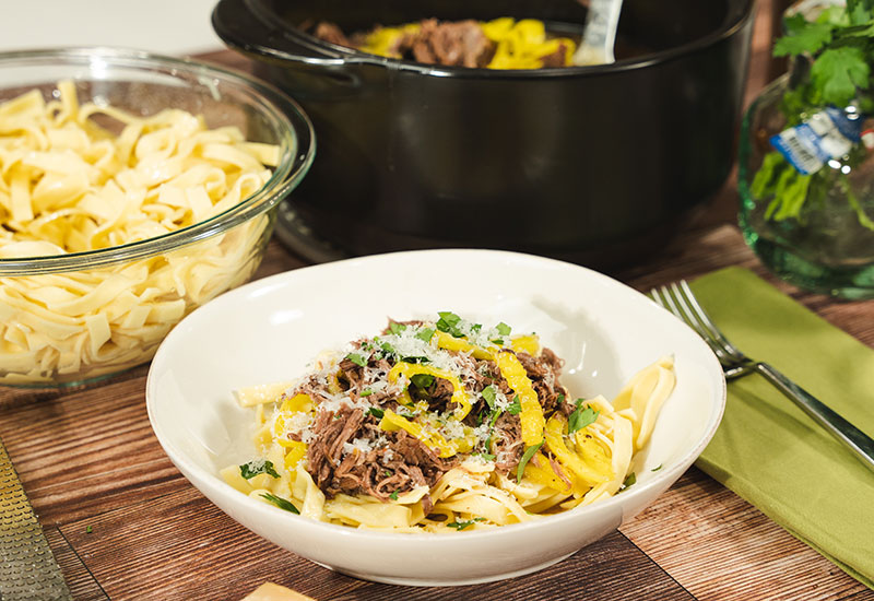 Slow Cooker Italian Beef and Noodles