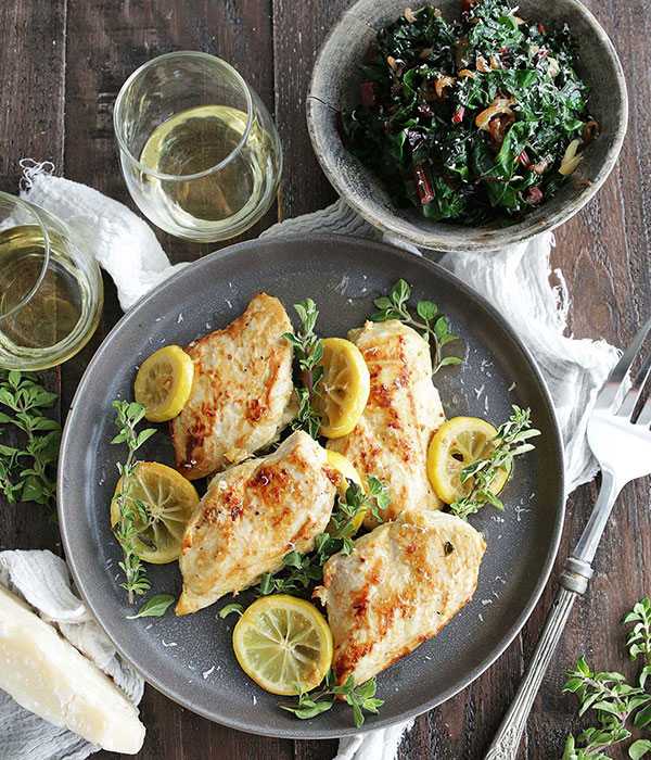 Lemon and Oregano Chicken with Swiss Chard