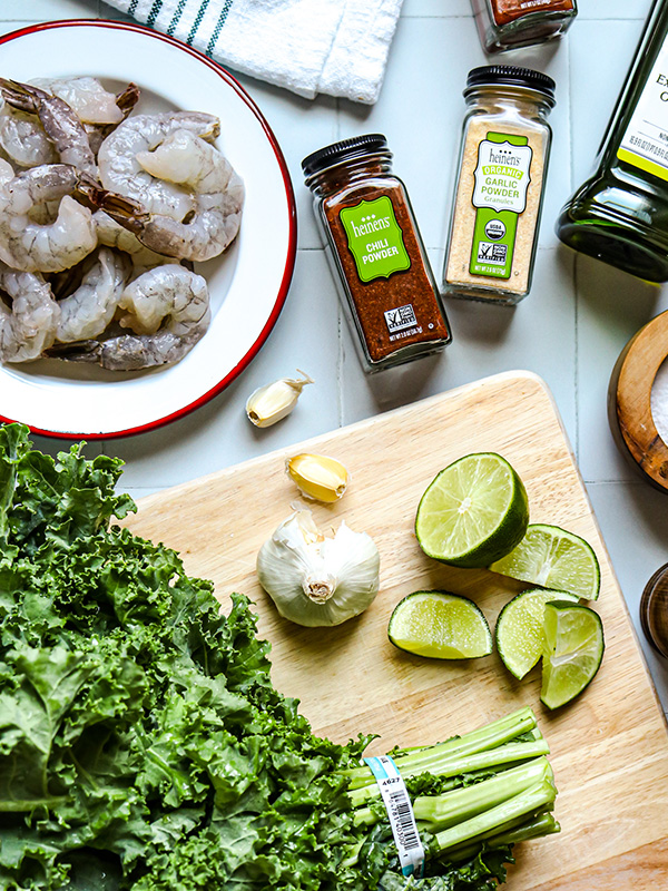 Spicy Shrimp with Roasted Garlic Kale