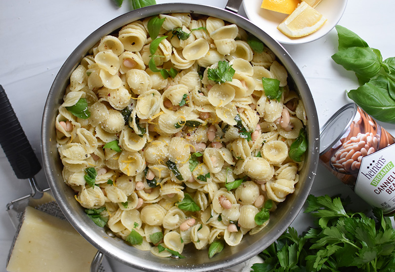 Lemon Basil Pasta with White Beans