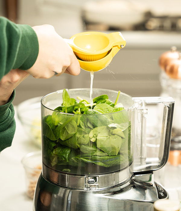 Zoodles with Basil Spinach Lime Pesto