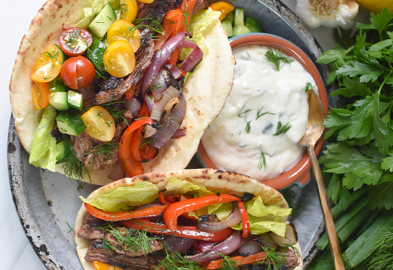 Grilled Skirt Steak Gyros