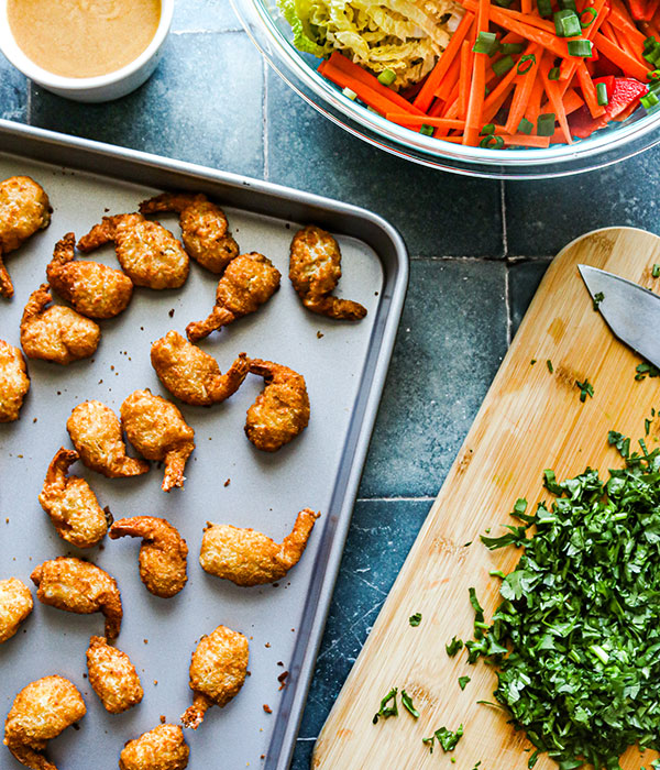 Thai Crunch Salad with Coconut Shrimp