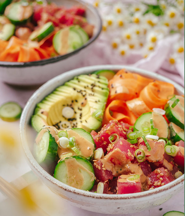 Wasabi Poke Bowl with Spicy Tahini Mayo